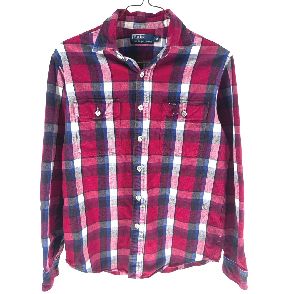 Polo Ralph Lauren Men's Plaid Flannel Shirt Long Sleeve Button Up Casual Size M‎
